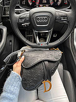 Жіноча сумка Dior Small Vibe Hobo Bag Black Leather Кросс-боді шкіра чорна ручка шкіряні на ланцюжках DIOR, фото 3