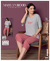 Женская пижама в рубчик футболка и бриджи р.M,L,XL Турция