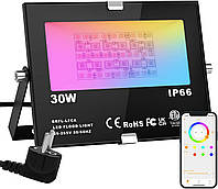 Светодиодный прожектор RGB, 30 Вт Цветной прожектор Интеллектуальный прожектор IP66 водонепроницаемый