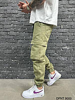 Мужские джинсы-джогеры (хаки) классные объемные удобные с накладными карманами А1123RDPNT9000