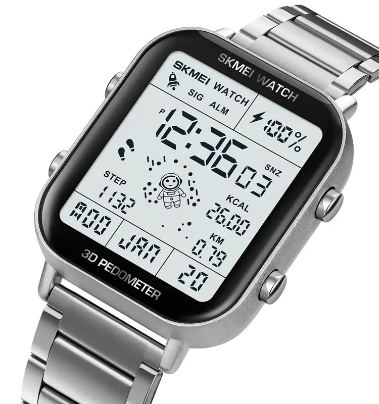 Чоловічий наручний фітнес годинник Skmei 1888 astronaut (Сріблясті), фото 1