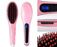 Расческа-выпрямитель Fast Hair Straightener (Hqt-906), с функцией ионизации 300 W Pink, с дисплеем GLD, турмал