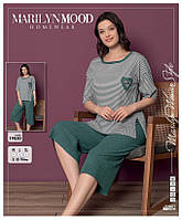 Жіноча піжама в рубчик футболка та бріджи р.M,L,XL Туреччина