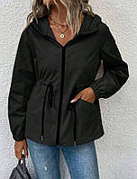 Женская ветровка, в стиле оверсайз, на молнии, черная