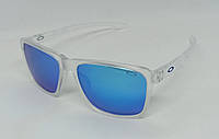 Oakley очки мужские солнцезащитные голубые зеркальные поляризованные в прозрачной оправе