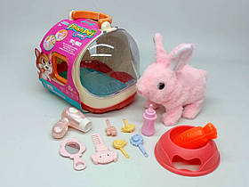 Інтерактивна іграшка Yi wu jiayu "Кролик" із переноскою рожевий MC-1043-1