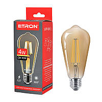 Светодиодная филаментная лампа ETRON Filament ST64 4W E27 2700K золото