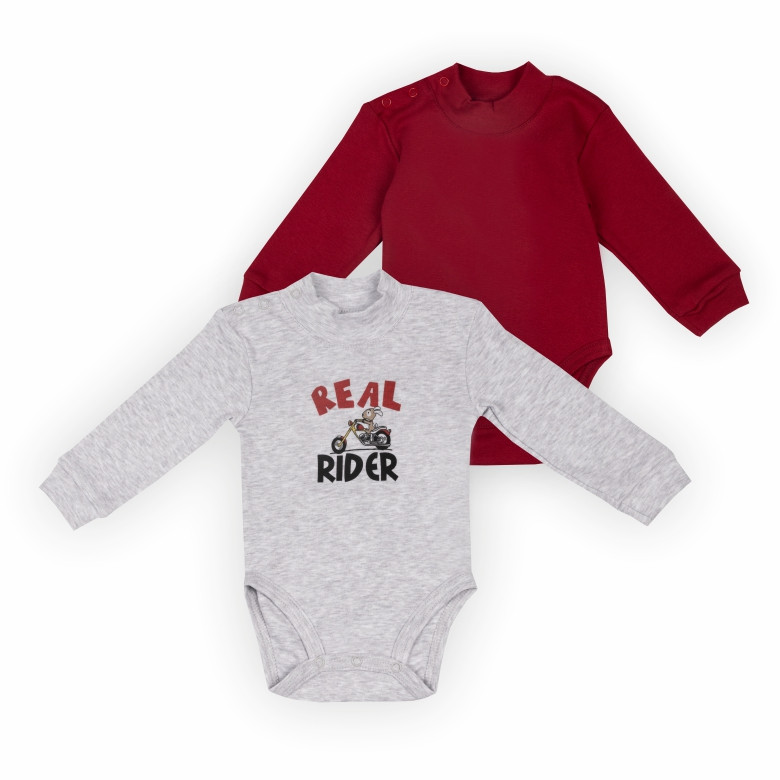 Дитячий комплект-боді для малюків GABBI BD-24- 6 (2 шт.) Бордовий/Сірий р.68 (13931)