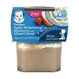 Gerber, Natural for Baby, Grain & Grow, 2nd Foods, овсяные хлопья с яблоком, клубникой и черникой, 2 пакетика