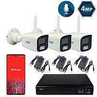 Комплект видеонаблюдения на 3 цилиндрические Wi-Fi 4 Мп IP-камеры SEVEN IP-7224WF3-4MP