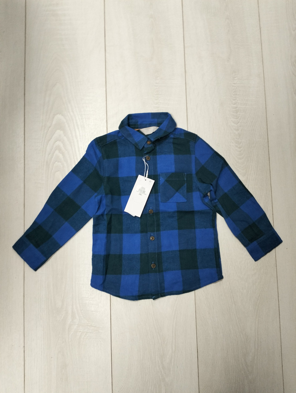 Сорочка з бавовняної фланелі в клітинку синяя Primark 86, 92см, фото 1