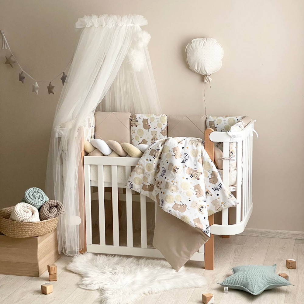 Дитяча постіль Маленька Соня Happy night Ведмедик з кульками бежевий, фото 1