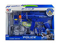 Поліцейський набір автомат зі світлозвуковими ефектами, наручники, бінокль, годинник, рація, ніж, у кор.