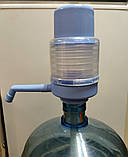 Помпа механічна прозора ручний насос для води на бутиль 13-19 л з краном Blue Rain Standart, фото 10