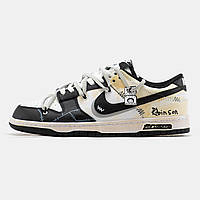 Мужские кроссовки Nike SB Dunk Low Robinson x Off White Black White Beige, кожаные кроссовки найк сб данк лов