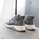 Сірі шкіряні жіночі кросівки з натуральної шкіри, фото 2