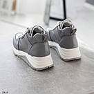 Сірі шкіряні жіночі кросівки з натуральної шкіри, фото 4