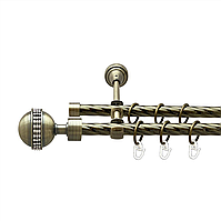 Карниз кований для штор подвійний антик Авея 16мм діаметр твістер комплект