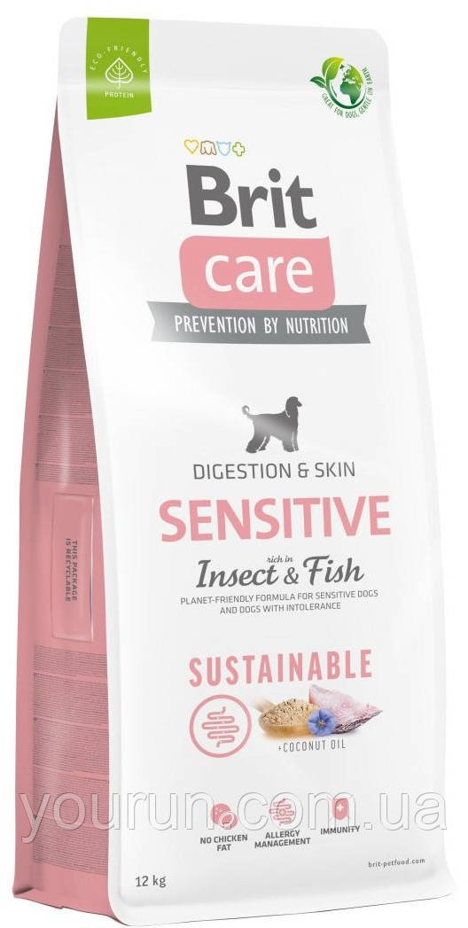 Brit Care Dog Sustainable Sensitive-Сухий корм для собак з чутливим травленням(риба та комахи) 3 кг