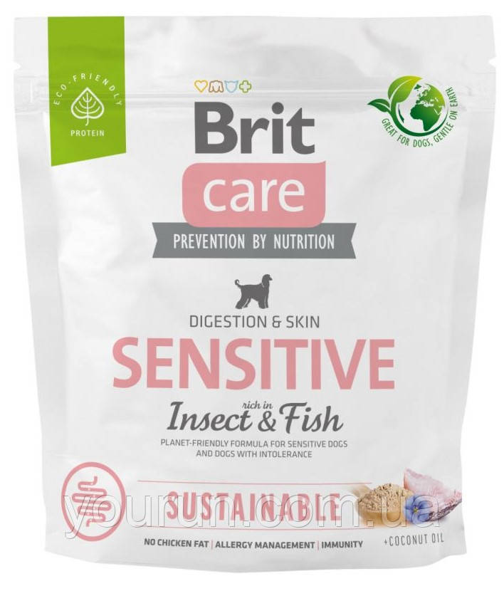 Brit Care Dog Sustainable Sensitive-Сухий корм для собак з чутливим травленням(риба та комахи) 1 кг