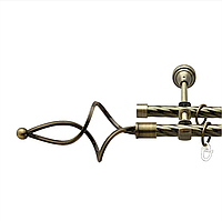 Карниз кований для штор подвійний антик Ажур Фаліст 16мм діаметр твістер комплект