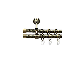 Карниз кований для штор подвійний антик Класик 16мм діаметр твістер комплект