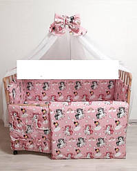 Постільний комплект в ліжечко 9 в 1 "Єдиноріжки" рожевий
