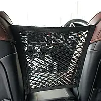 Черный автомобильный органайзер сетка карман в авто 30х25 см на крючках между сидений 44Y21OX