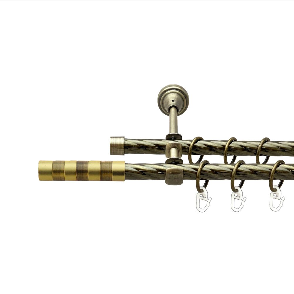 Карниз кований для штор подвійний антик Сигма 16мм діаметр твістер комплект, фото 1
