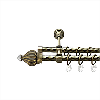 Карниз кований для штор подвійний антик Таджа з Кристалом 16мм діаметр твістер комплект