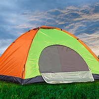 Палатка туристическая 4-х местная 2х2 м с сеткой Зеленая/Оранжевая 44Y21OX