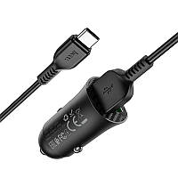 Автомобильное зарядное устройство Hoco Z39 Farsighted dual port QC3.0 Car charger set(Type-C) Black