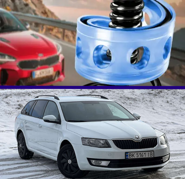 Автобафери силіконові на передні пружини Skoda Octavia III 2013 — (проставки, подушки пружини)