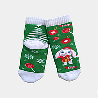 Махровые носки детские новогодние "Зайка" | тёплые носки для детей с зайчиком 22-24