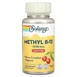 Solaray, Mega Potency Methyl B-12, натуральный вишневый вкус, 5000 мкг, 60 лепешек в Украине