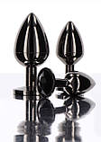 Анальний корок L чорний металевий з чорним каменем Butt Plug With Diamond Jewel Taboom  SEXX, фото 3