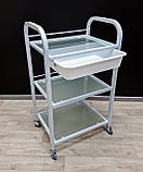 Візок косметолога з лотком ST-041 косметологічний столик для нарощування вій на 3 полиці скло, фото 8