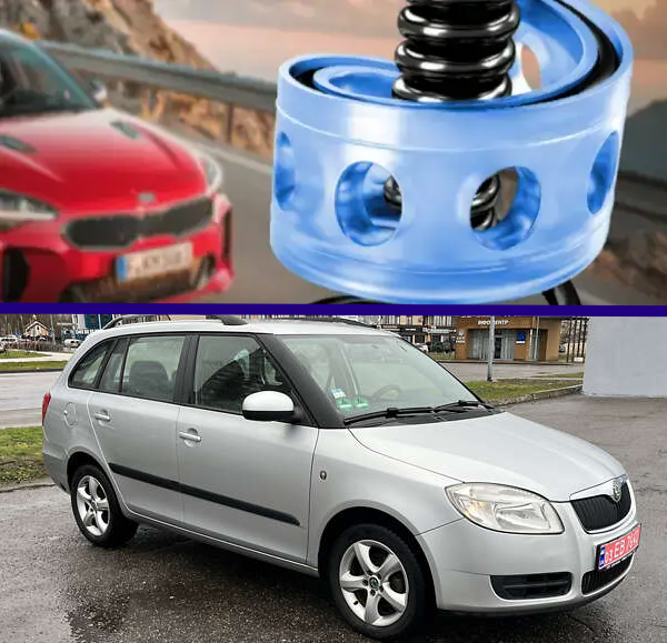 Автобафери силіконові на передні пружини Skoda Fabia II 2007- (проставки, подушки пружини)