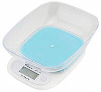 Кухонні ваги Domotec Ms-125 до 7 кг з чашею та підсвічуванням, блакитна платформа