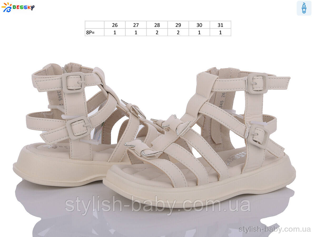 Дитяче літнє взуття гуртом. Дитячі босоніжки 2024 бренда Kellaifeng — Bessky для дівчаток (рр. з 26 по 31)