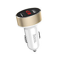 АЗП Hoco Z26 high praise dual port car charger with digital display 2USB 2.1A White