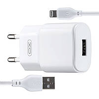 Сетевое зарядное устройство XO L73 EU 2.4A Single port charger with apple cable White