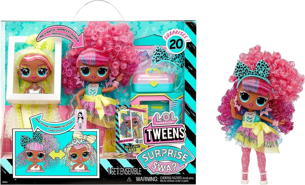 Лялька Лол Твінс трансформер Кора L.O.L. Surprise! Tweens Surprise Swap Curls-2-Crimps Cora Fashion Doll