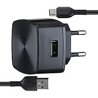 Сетевое зарядное устройство Hoco C70A Cutting-edge single port QC3.0 charger set(Type-C)(EU) Black