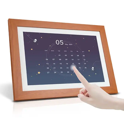 Цифрова фоторамка 10,1 дюйма 1080p із дерев’яною рамкою Коричневий BIO, фото 1