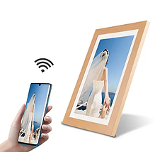 Цифрова фоторамка 10,1 дюйма 1080p із дерев’яною рамкою Коричневий BIO, фото 3
