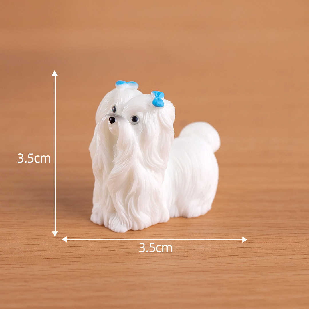 Мініатюра собачка з синіми бантами 3.5*3.5 см Біла, фото 1