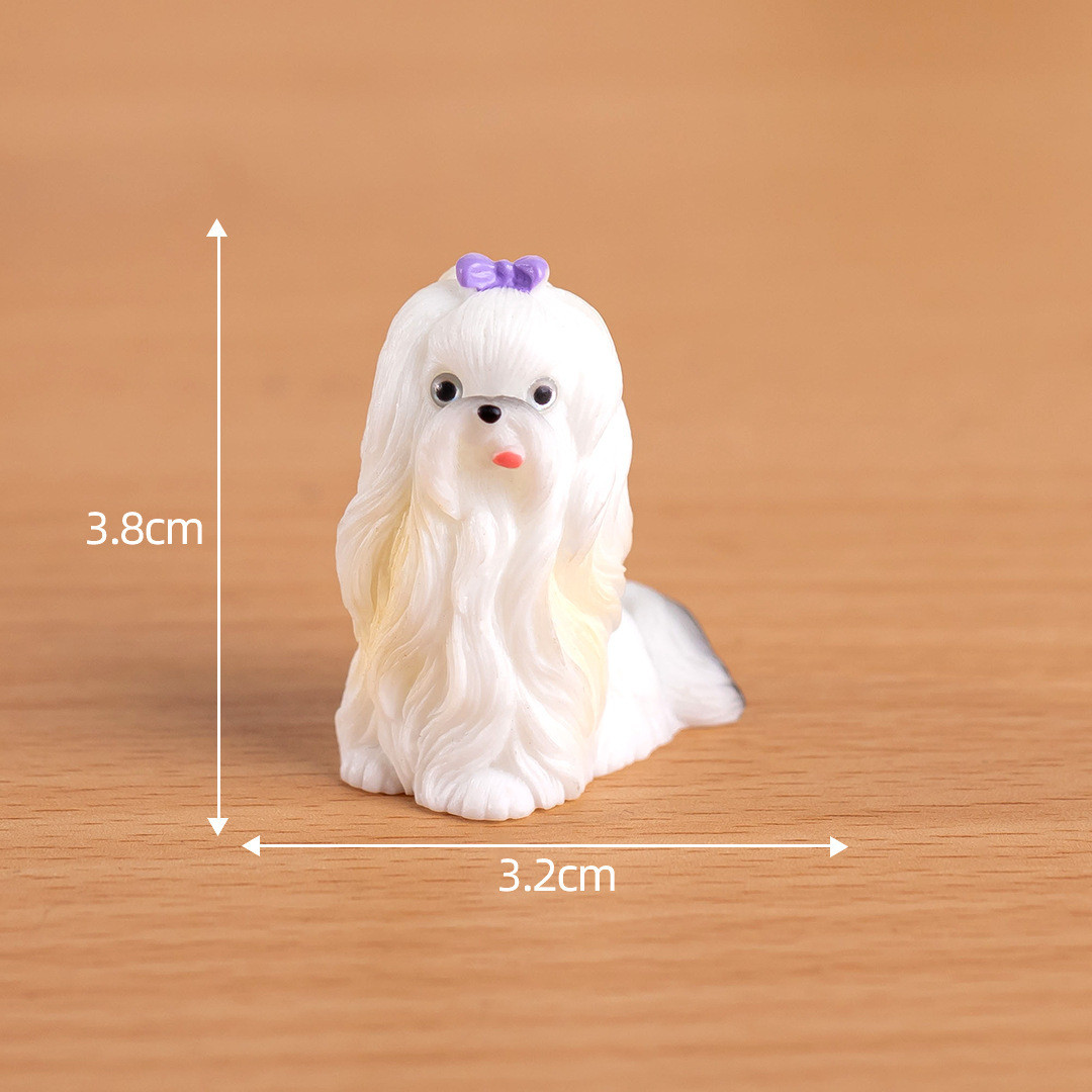 Мініатюра собачка з фіолетовими бантами 3.8*3.2 см Біло-сіра, фото 1