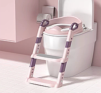 РОЗОВЫЙ Детское сиденье со ступенями и ручками на стульчак унитаза Safety Kids Childr Toilet Trainer