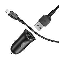 Автомобильное зарядное устройство Hoco Z39 Farsighted dual port QC3.0 Car charger set(Lightning) Black